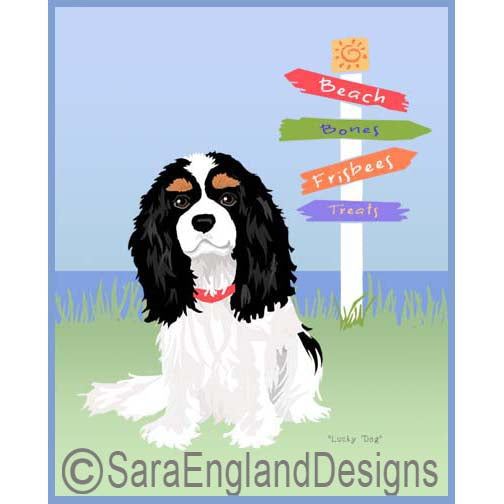 Lucky Dog - Four Versions - Cavalier King Charles Spaniel