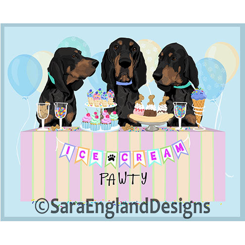 Coonhound - Black And Tan Coonhound - Ice Cream Pawty