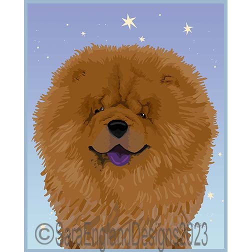 Chow Chow - Starry Night - Three Versions - Red