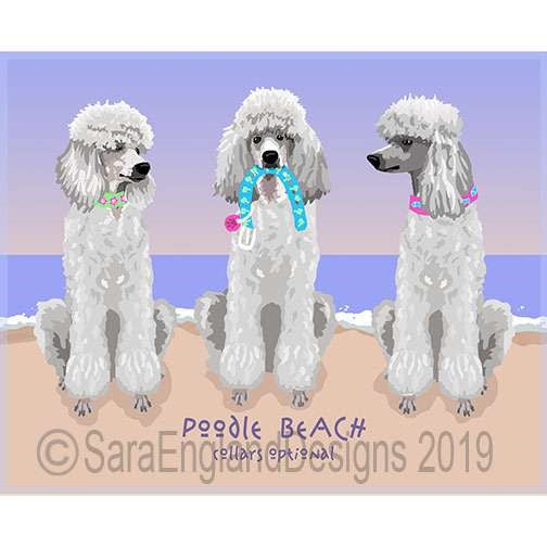 Poodle-Standard - Collars Optional - Three Versions - White