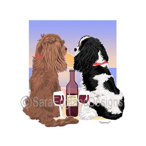 Cavalier King Charles Spaniel - Sunset (W/ Wine) - Four Versions - Ruby