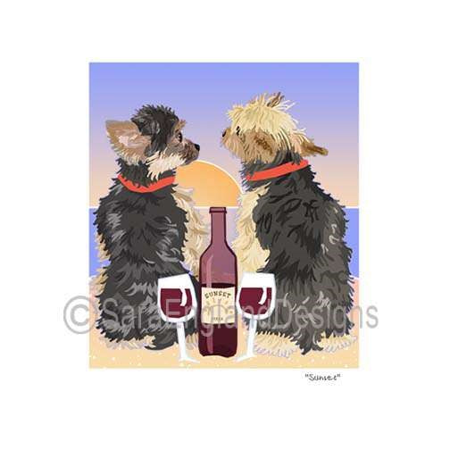 Yorkshire Terrier (Yorkie) - Sunset (W/ Wine)
