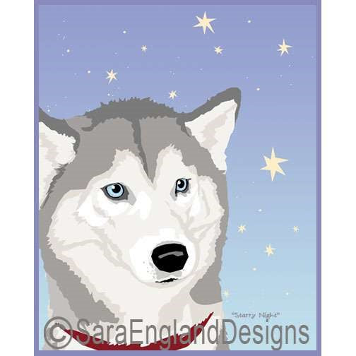 Siberian Husky - Starry Night - Three Versions - Gray