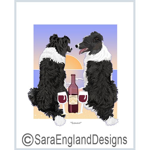 Border Collie - Sunset - Two Versions - Wine