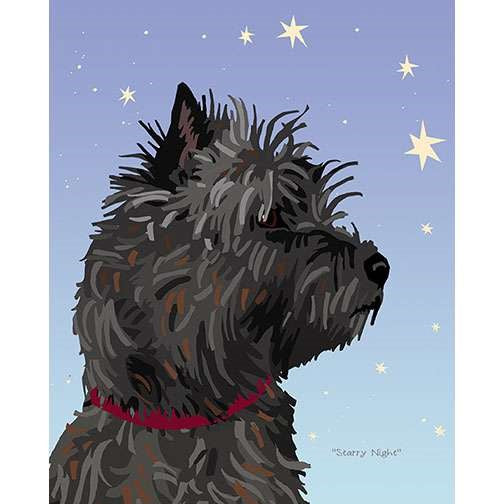 Cairn Terrier - Starry Night - Two Versions - Black