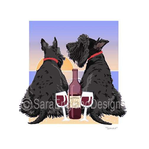 Scottish Terrier - Sunset (W/ Wine)