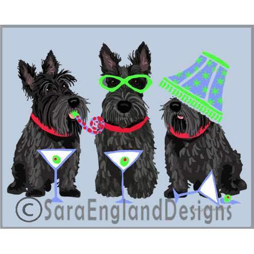 Scottish Terrier - Party Animals - Two Versions - Black