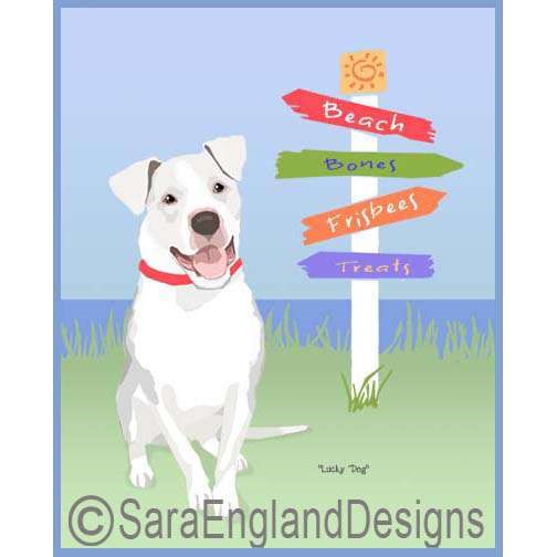 Pit Bull - Lucky Dog - Three Versions - White