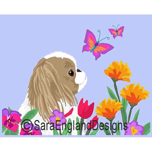 Japanese Chin - Garden - Two Versions - Red