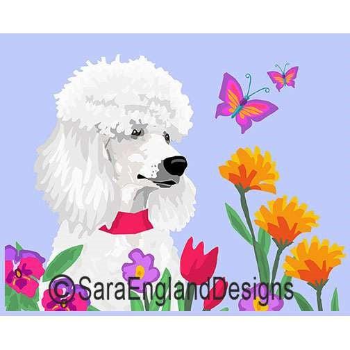 Poodle-Standard - Garden - Two Versions - White