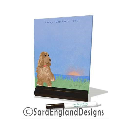 English Cocker Spaniel - Dry Erase Tile - Two Versions - Every Day Has Its Dog - Tan