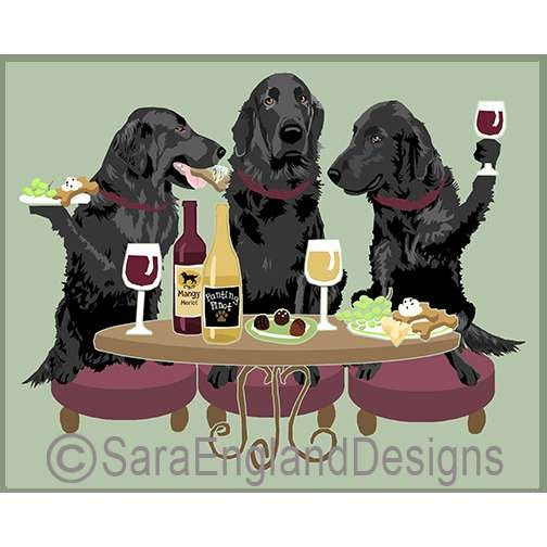 Flat Coated Retriever - Dogs Wineing - Two Verisons - Black