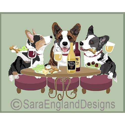 Cardigan Corgi - Dogs Wineing - Three Versions - Red