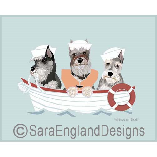 All Paws on Deck - Two Versions - Schnauzer-Miniature