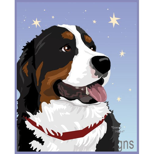 Bernese Mountain Dog - Starry Night - Two Versions - 3/4