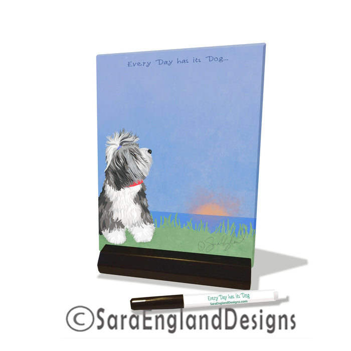 Bearded Collie - Dry Erase Tile - Two Versions - Grey