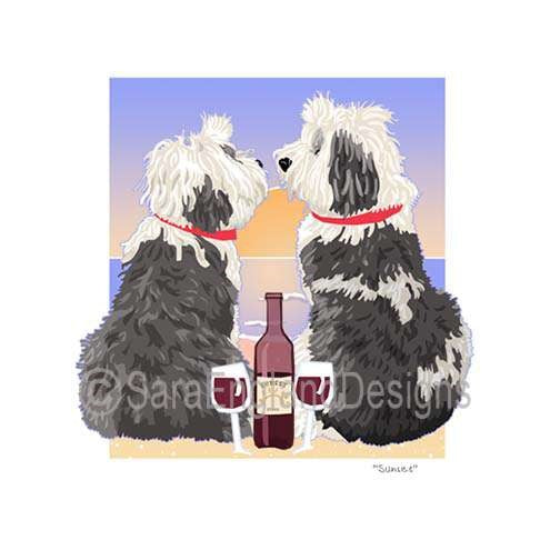 Old English Sheepdog - Sunset (W/ Wine)