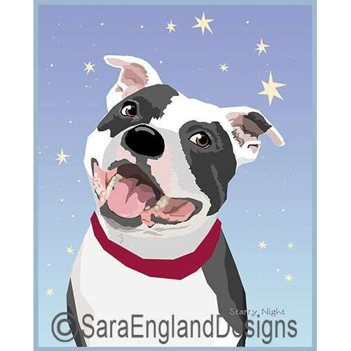 Staffordshire Bull Terrier - Starry Night - Two Versions - Black & White