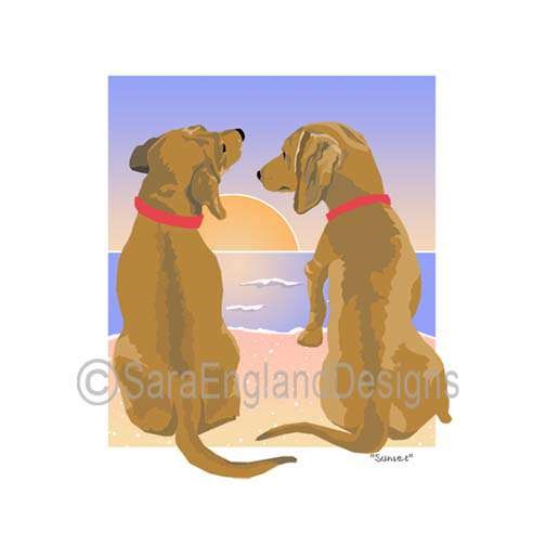 Dachshund-Smooth - Sunset (W/ No Wine) - Two Versions - Red