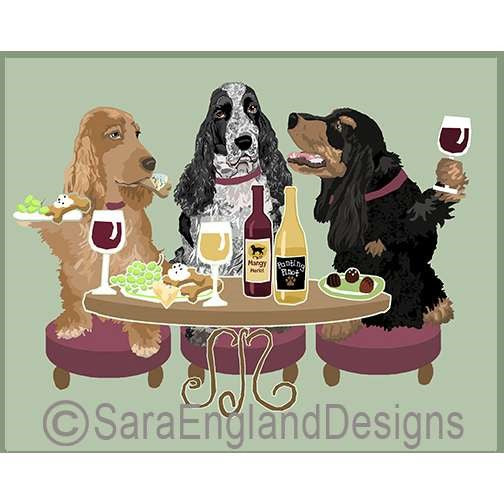 English Cocker Spaniel - Dogs Wineing - Three Versions - Solid