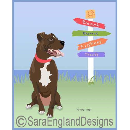 Pit Bull - Lucky Dog - Three Versions - Brown