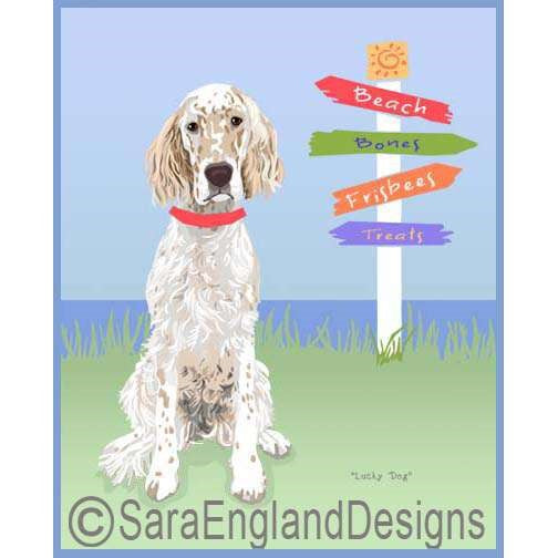English Setter - Lucky Dog - Two Versions - Orange