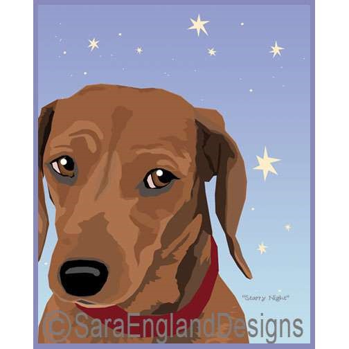 Dachshund-Smooth - Starry Night - Two Versions - Red