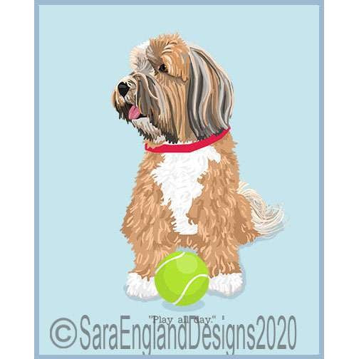 Tibetan Terrier - Play All Day - Three Versions - Brown