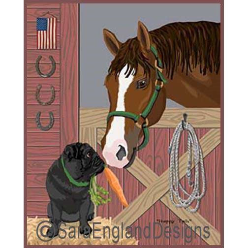 Pug - Happy Tails - Two Versions - Black