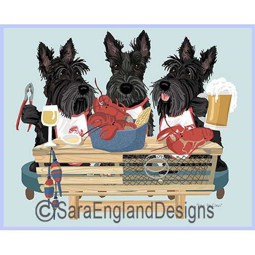 Scottish Terrier - Lobster Feast - Two Versions - Black
