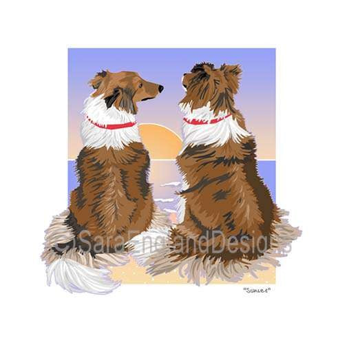 Shetland Sheepdog (Sheltie) - Sunset (W/ No Wine) - Two Versions - Sable