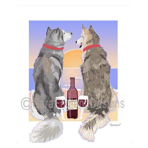 Siberian Husky - Sunset (W/ Wine)