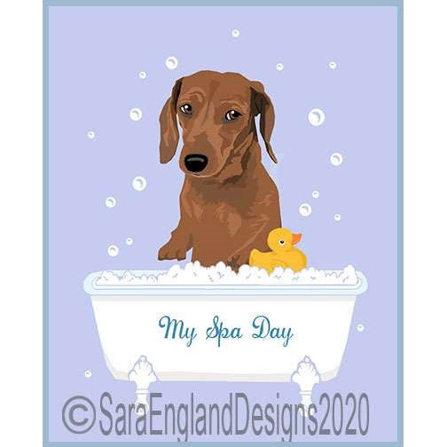 Dachshund-Smooth - My Spa Day - Two Versions - Red