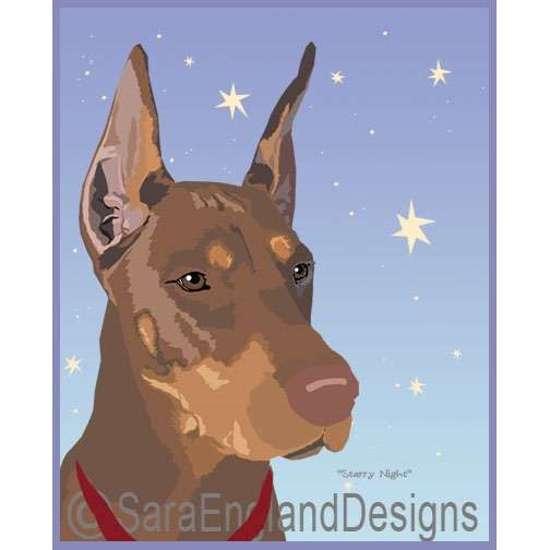 Doberman Pinscher - Starry Night - Four Versions - Cropped Ears Red