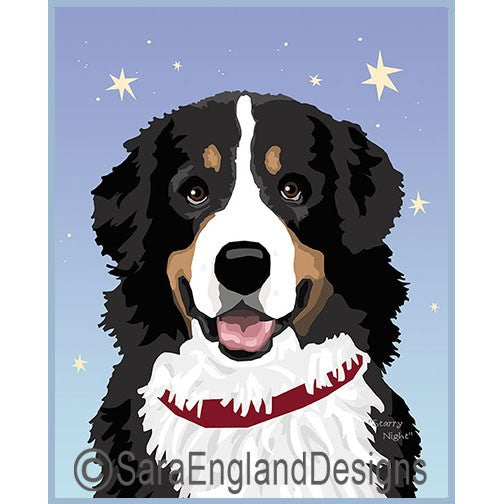 Bernese Mountain Dog - Starry Night - Two Versions - Head-On