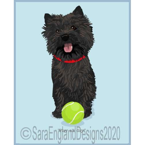 Cairn Terrier - Play All Day - Two Versions - Black