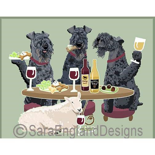 Kerry Blue Terrier - Dogs Wineing - Two Verisons - With Sheep