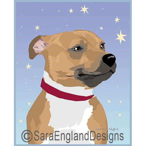 Staffordshire Bull Terrier - Starry Night - Two Versions - Brown