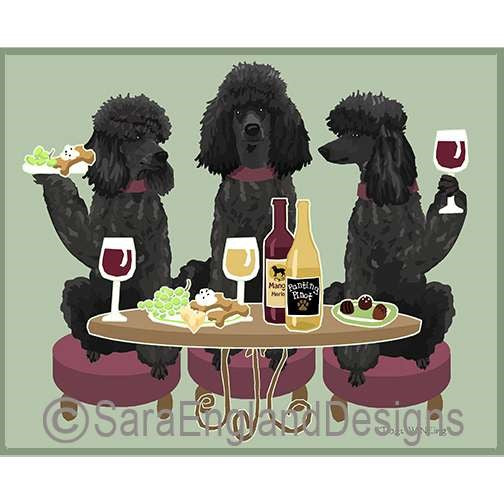 Poodle-Standard - Dogs Wineing - Five Versions - Black
