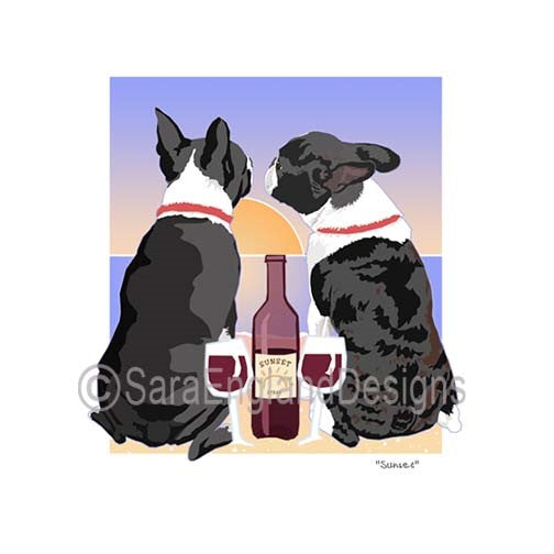 Boston Terrier - Sunset (W/ Wine)