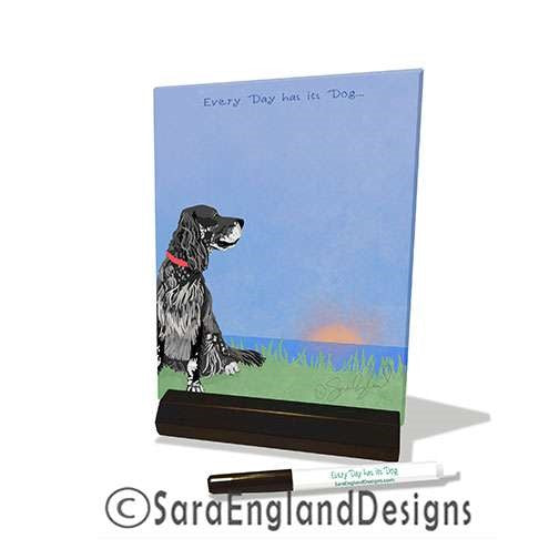 English Setter - Dry Erase Tile - Two Versions - Every Day Has Its Dog - Blue