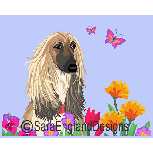 Afghan Hound - Garden - Two Versions - Tan