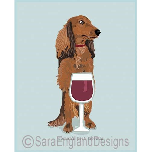 Dachshund-Long Hair - Woman's Best Friends - Two Versions - Red