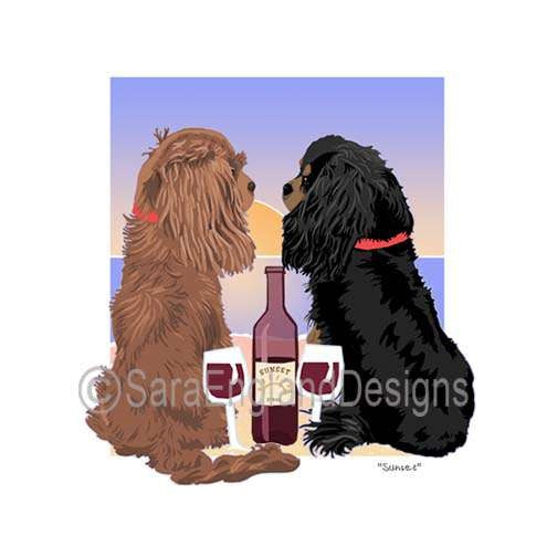 Cavalier King Charles Spaniel - Sunset (W/ Wine) - Four Versions - Mixed
