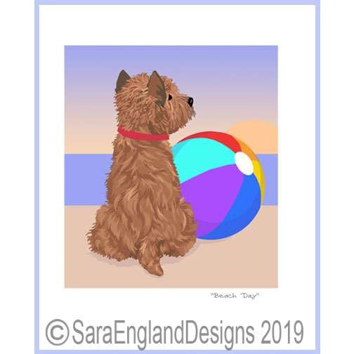 Norwich Terrier - Beach Day - Three Versions - Red