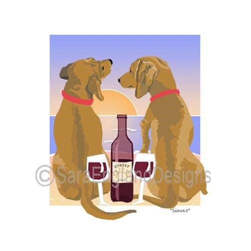 Dachshund-Smooth - Sunset (W/ Wine) - Two Versions - Red