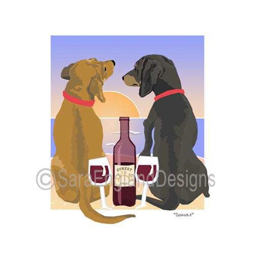 Dachshund-Smooth - Sunset (W/ Wine) - Two Versions - Mixed