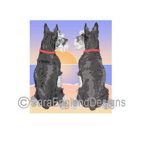 Schnauzer-Miniature - Sunset (W/ No Wine) - Two Versions - Cropped Ears