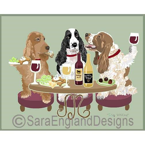 English Cocker Spaniel - Dogs Wineing - Three Versions - Mixed