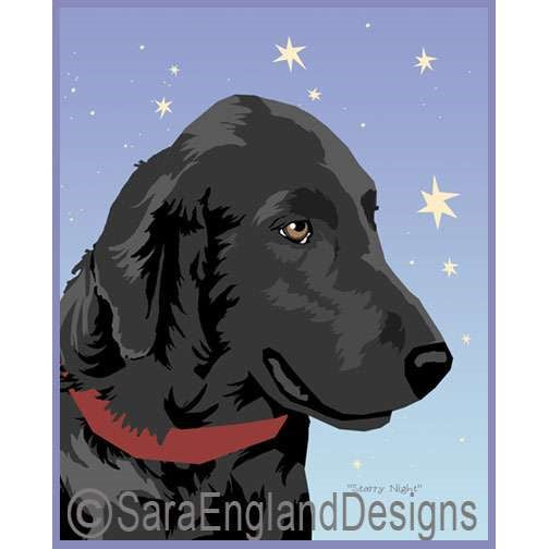 Flat Coated Retriever - Starry Night - Two Versions - Black